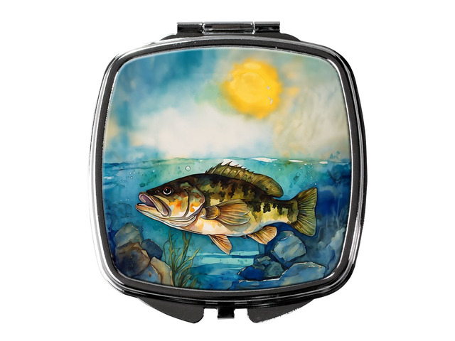 Smallmouth Bass Compact Mirror Decorative Travel Makeup Mirror for Women Girls Gifts Pocket Makeup Mirror Folding Handheld