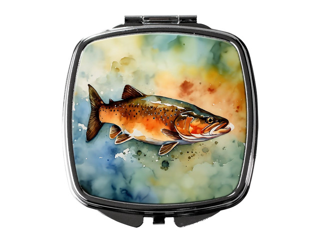 Brown Trout Compact Mirror Decorative Travel Makeup Mirror for Women Girls Gifts Pocket Makeup Mirror Folding Handheld