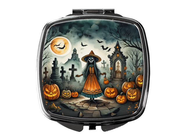 La Llorona Skeleton Spooky Halloween Compact Mirror Decorative Travel Makeup Mirror for Women Girls Gifts Pocket Makeup Mirror Folding Handheld