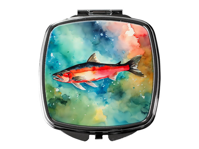 Salmon Compact Mirror Decorative Travel Makeup Mirror for Women Girls Gifts Pocket Makeup Mirror Folding Handheld