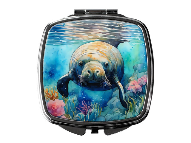 Manatee Compact Mirror Decorative Travel Makeup Mirror for Women Girls Gifts Pocket Makeup Mirror Folding Handheld
