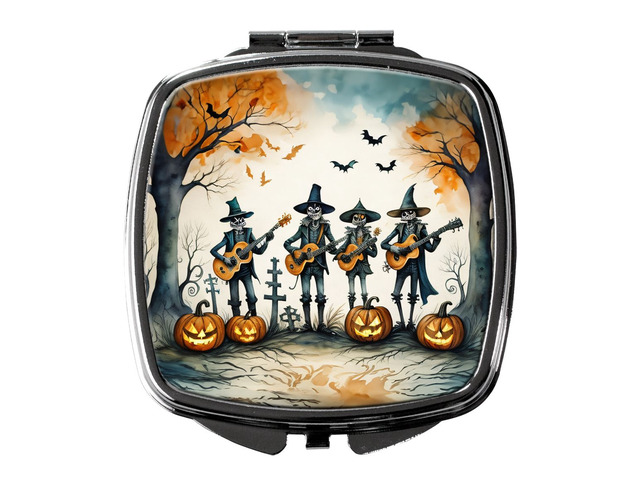 Mariachi Skeleton Band Spooky Halloween Compact Mirror Decorative Travel Makeup Mirror for Women Girls Gifts Pocket Makeup Mirror Folding Handheld