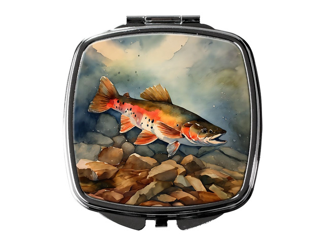 Brook Trout Compact Mirror Decorative Travel Makeup Mirror for Women Girls Gifts Pocket Makeup Mirror Folding Handheld