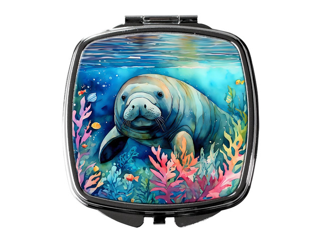 Manatee Compact Mirror Decorative Travel Makeup Mirror for Women Girls Gifts Pocket Makeup Mirror Folding Handheld