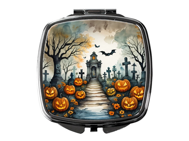 Marigold Spooky Halloween Compact Mirror Decorative Travel Makeup Mirror for Women Girls Gifts Pocket Makeup Mirror Folding Handheld