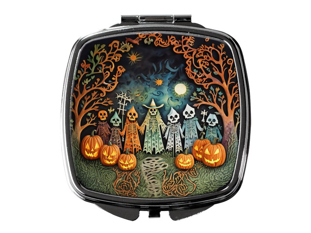 Papel Picado Skeletons Spooky Halloween Compact Mirror Decorative Travel Makeup Mirror for Women Girls Gifts Pocket Makeup Mirror Folding Handheld