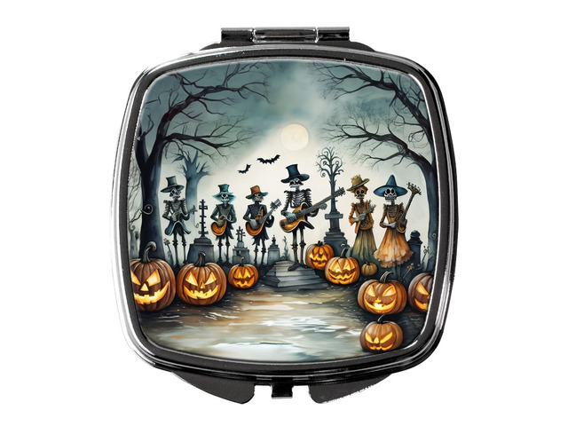 Mariachi Skeleton Band Spooky Halloween Compact Mirror Decorative Travel Makeup Mirror for Women Girls Gifts Pocket Makeup Mirror Folding Handheld