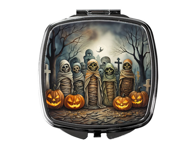 Mummies Spooky Halloween Compact Mirror Decorative Travel Makeup Mirror for Women Girls Gifts Pocket Makeup Mirror Folding Handheld