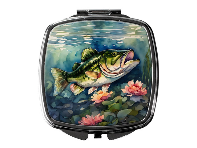 Largemouth Bass Compact Mirror Decorative Travel Makeup Mirror for Women Girls Gifts Pocket Makeup Mirror Folding Handheld