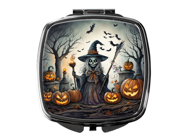 Witch Spooky Halloween Compact Mirror Decorative Travel Makeup Mirror for Women Girls Gifts Pocket Makeup Mirror Folding Handheld