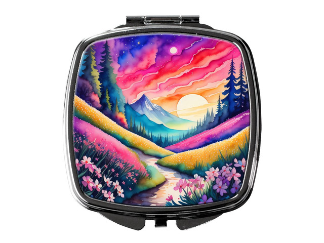 Colorful Phlox Compact Mirror Decorative Travel Makeup Mirror for Women Girls Gifts Pocket Makeup Mirror Folding Handheld