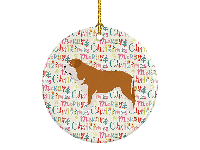 Mastin Epanol Spanish Mastiff Ceramic Ornament Christmas Tree Hanging Decorations for Home Christmas Holiday, Party, Gift, 3 in, Multicolor