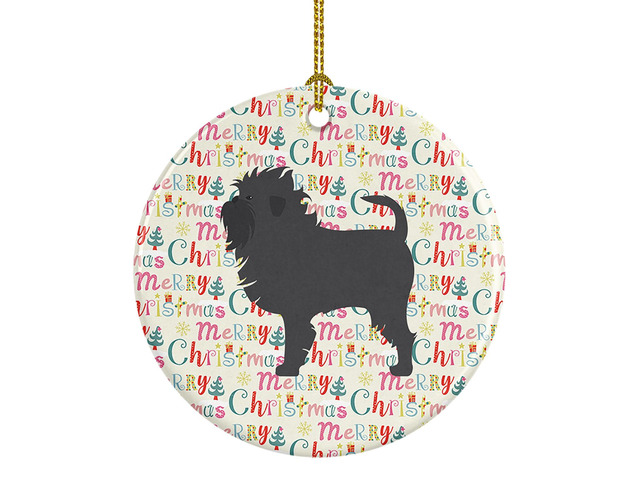 Affenpinscher Merry Christmas Ceramic Ornament Christmas Tree Hanging Decorations for Home Christmas Holiday, Party, Gift, 3 in, Multicolor