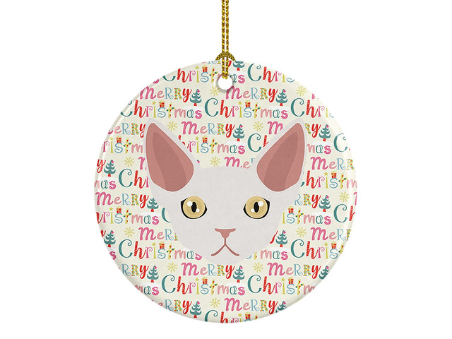 Devon Rex Cat Christmas Ceramic Ornament Christmas Tree Hanging Decorations for Home Christmas Holiday, Party, Gift, 3 in, Multicolor