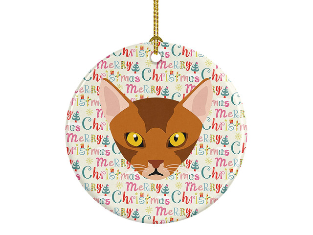 Abyssinian Cat Christmas Ceramic Ornament Christmas Tree Hanging Decorations for Home Christmas Holiday, Party, Gift, 3 in, Multicolor