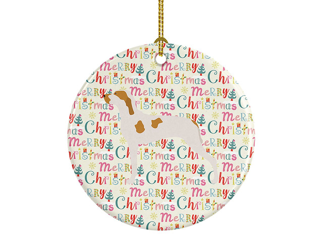 Ariege Pointer Merry Christmas Ceramic Ornament Christmas Tree Hanging Decorations for Home Christmas Holiday, Party, Gift, 3 in, Multicolor