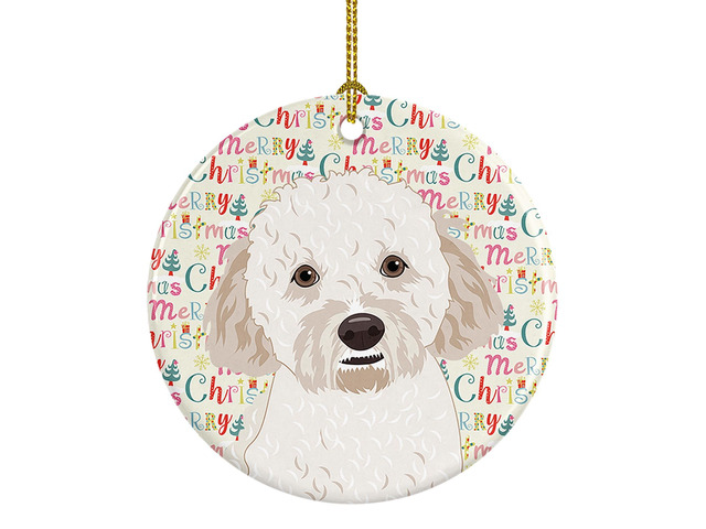 Doodle Cream #4 Christmas Ceramic Ornament Christmas Tree Hanging Decorations for Home Christmas Holiday, Party, Gift, 3 in, Multicolor