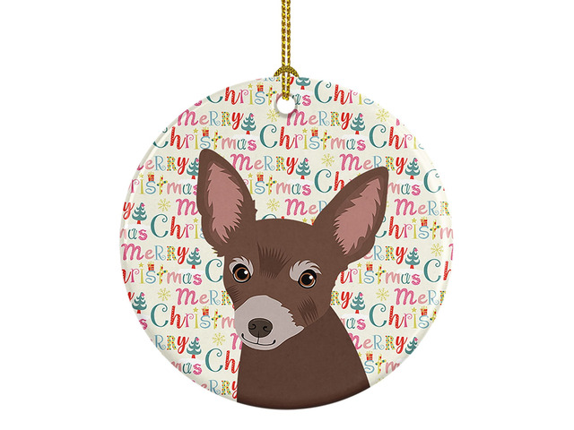 Chihuahua Chocolate #2 Christmas Ceramic Ornament Christmas Tree Hanging Decorations for Home Christmas Holiday, Party, Gift, 3 in, Multicolor