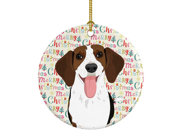 Beagle Tricolor Red Ticked #3 Christmas Ceramic Ornament Christmas Tree Hanging Decorations for Home Christmas Holiday, Party, Gift, 3 in, Multicolor
