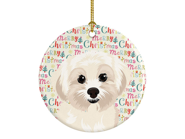 Shih-Tzu Gold #4 Christmas Ceramic Ornament Christmas Tree Hanging Decorations for Home Christmas Holiday, Party, Gift, 3 in, Multicolor