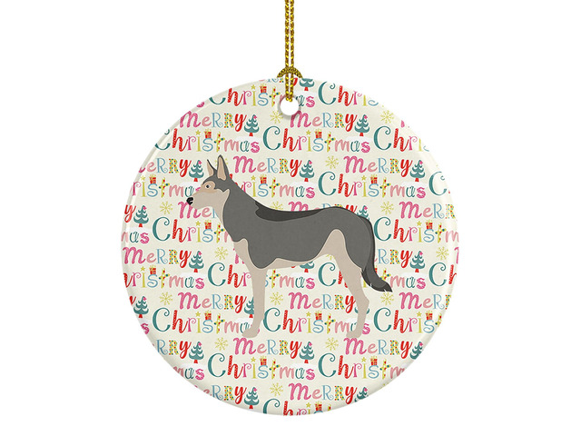 Saarloos Wolfdog Merry Christmas Ceramic Ornament Christmas Tree Hanging Decorations for Home Christmas Holiday, Party, Gift, 3 in, Multicolor