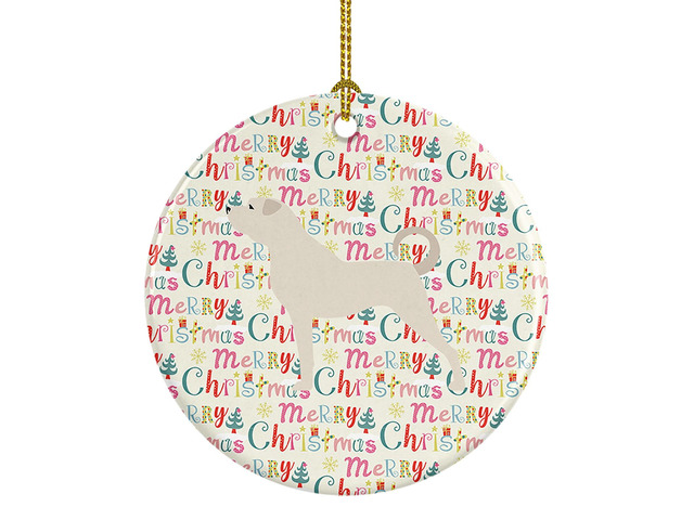Anatolian Shepherd Merry Christmas Ceramic Ornament Christmas Tree Hanging Decorations for Home Christmas Holiday, Party, Gift, 3 in, Multicolor