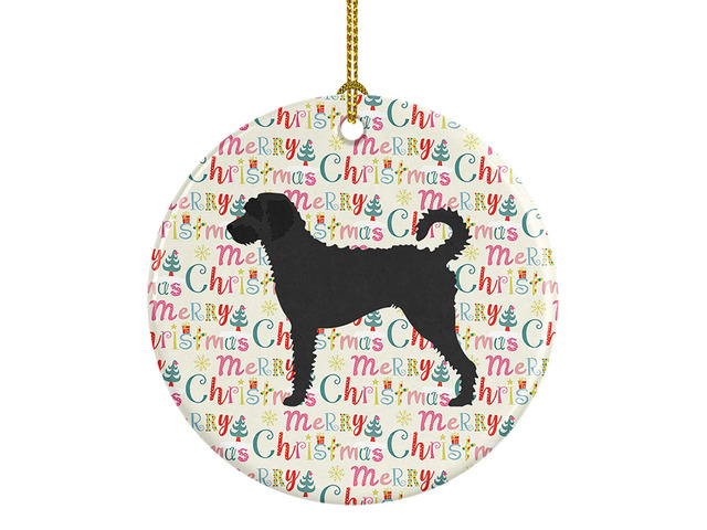 Labradoodle Merry Christmas Ceramic Ornament Christmas Tree Hanging Decorations for Home Christmas Holiday, Party, Gift, 3 in, Multicolor