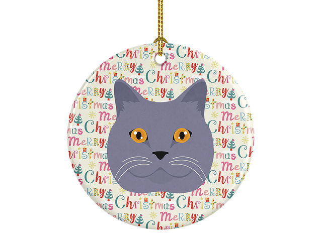 British Shorthair Cat Christmas Ceramic Ornament Christmas Tree Hanging Decorations for Home Christmas Holiday, Party, Gift, 3 in, Multicolor