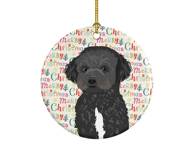 Doodle Black and White #1 Christmas Ceramic Ornament Christmas Tree Hanging Decorations for Home Christmas Holiday, Party, Gift, 3 in, Multicolor