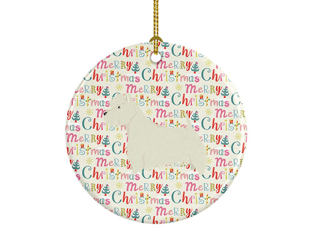 Westie Merry Christmas Ceramic Ornament Christmas Tree Hanging Decorations for Home Christmas Holiday, Party, Gift, 3 in, Multicolor