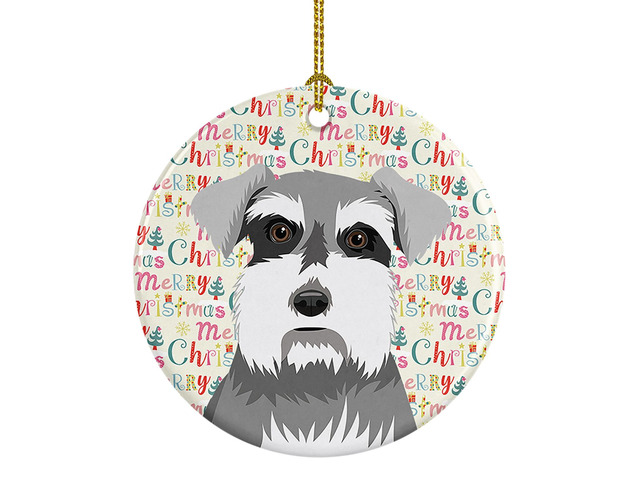 Schnauzer Salt and Pepper #1 Christmas Ceramic Ornament Christmas Tree Hanging Decorations for Home Christmas Holiday, Party, Gift, 3 in, Multicolor