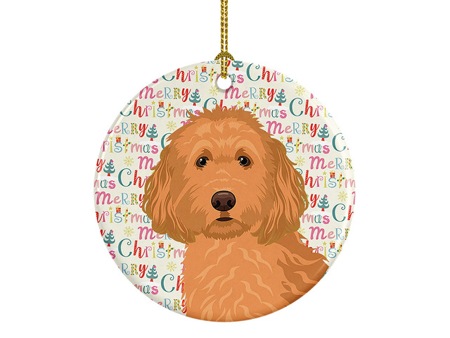 Doodle Red #1 Christmas Ceramic Ornament Christmas Tree Hanging Decorations for Home Christmas Holiday, Party, Gift, 3 in, Multicolor