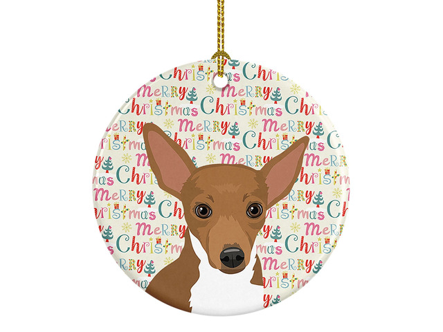Chihuahua Chocolate and White #1 Christmas Ceramic Ornament Christmas Tree Hanging Decorations for Home Christmas Holiday, Party, Gift, 3 in,...