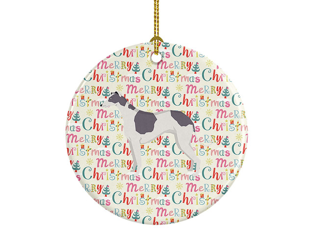 Greyhound Merry Christmas Ceramic Ornament Christmas Tree Hanging Decorations for Home Christmas Holiday, Party, Gift, 3 in, Multicolor