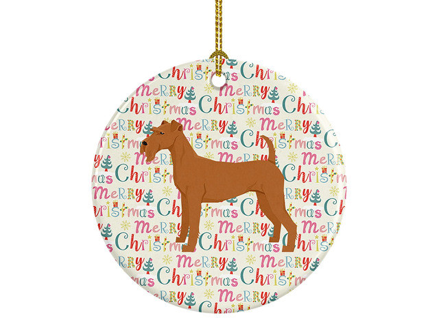 Irish Terrier Merry Christmas Ceramic Ornament Christmas Tree Hanging Decorations for Home Christmas Holiday, Party, Gift, 3 in, Multicolor