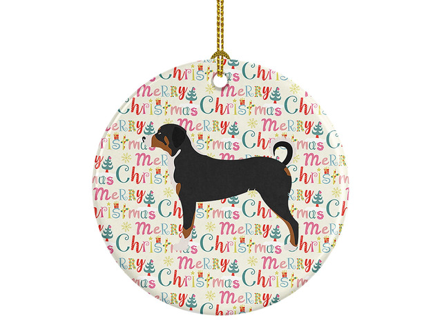 Appenzeller Sennenhund Merry Christmas Ceramic Ornament Christmas Tree Hanging Decorations for Home Christmas Holiday, Party, Gift, 3 in, Multicolor
