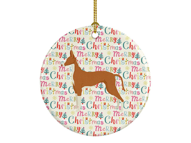 Ibizan Hound Merry Christmas Ceramic Ornament Christmas Tree Hanging Decorations for Home Christmas Holiday, Party, Gift, 3 in, Multicolor