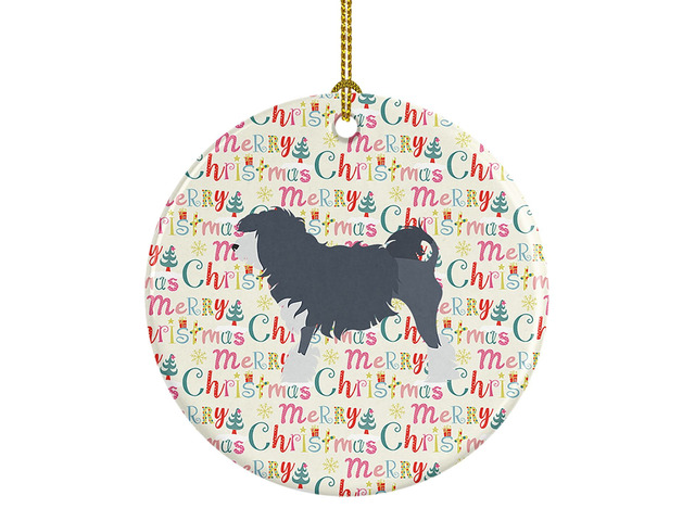 Lowchen Merry Christmas Ceramic Ornament Christmas Tree Hanging Decorations for Home Christmas Holiday, Party, Gift, 3 in, Multicolor