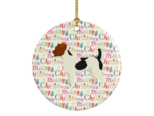 Jack Russell Terrier Merry Christmas Ceramic Ornament Christmas Tree Hanging Decorations for Home Christmas Holiday, Party, Gift, 3 in, Multicolor