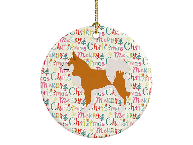 Icelandic Sheepdog Ceramic Ornament Christmas Tree Hanging Decorations for Home Christmas Holiday, Party, Gift, 3 in, Multicolor
