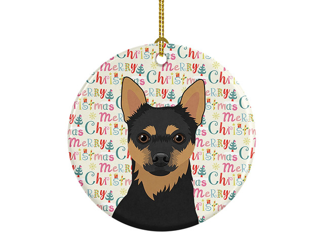 Chihuahua Black and Tan #1 Christmas Ceramic Ornament Christmas Tree Hanging Decorations for Home Christmas Holiday, Party, Gift, 3 in, Multicolor