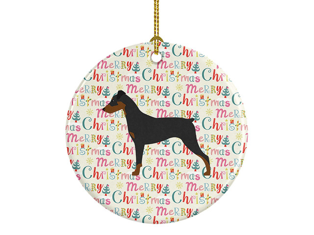 German Pinscher Merry Christmas Ceramic Ornament Christmas Tree Hanging Decorations for Home Christmas Holiday, Party, Gift, 3 in, Multicolor