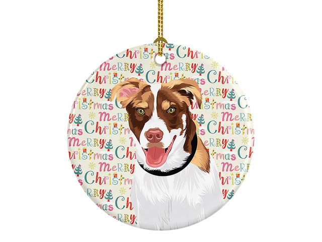 Australian Shepherd Red and White #2 Christmas Ceramic Ornament Christmas Tree Hanging Decorations for Home Christmas Holiday, Party, Gift, 3 in,...