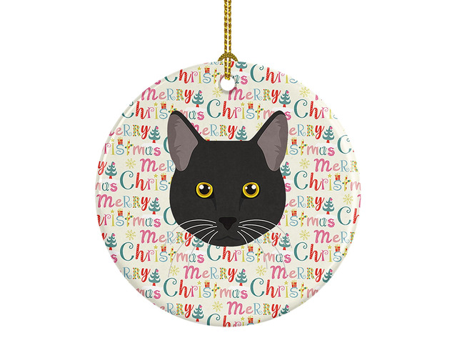 Bombay Cat Christmas Ceramic Ornament Christmas Tree Hanging Decorations for Home Christmas Holiday, Party, Gift, 3 in, Multicolor
