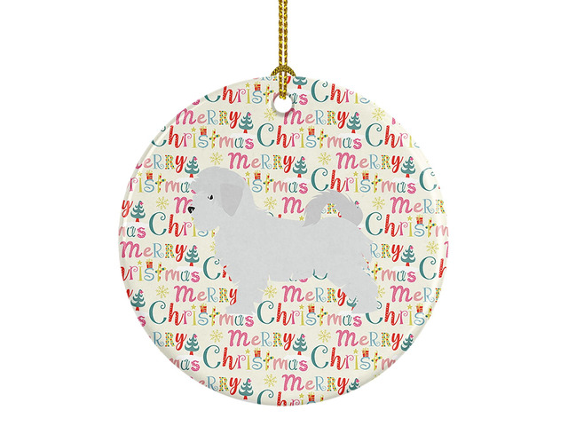 Maltese Merry Christmas Ceramic Ornament Christmas Tree Hanging Decorations for Home Christmas Holiday, Party, Gift, 3 in, Multicolor