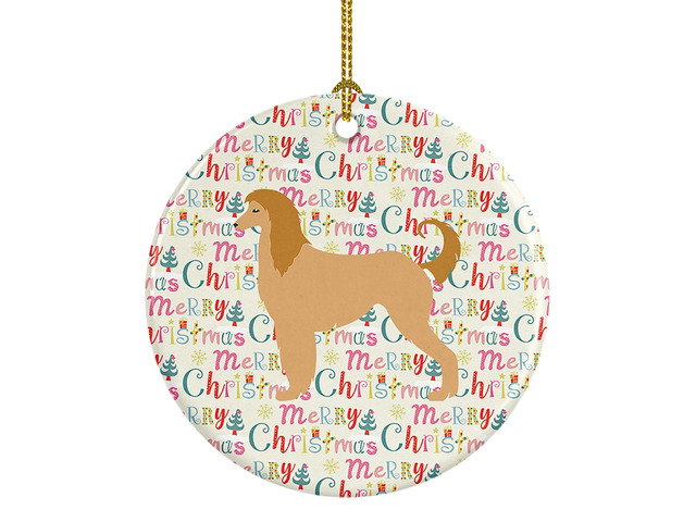 Afghan Hound Merry Christmas Ceramic Ornament Christmas Tree Hanging Decorations for Home Christmas Holiday, Party, Gift, 3 in, Multicolor