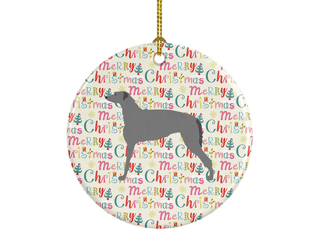 Scottish Deerhound Merry Christmas Ceramic Ornament Christmas Tree Hanging Decorations for Home Christmas Holiday, Party, Gift, 3 in, Multicolor