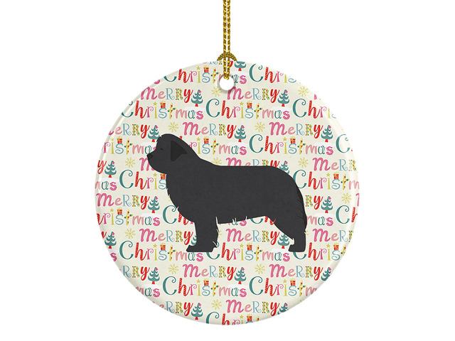 Newfoundland Merry Christmas Ceramic Ornament Christmas Tree Hanging Decorations for Home Christmas Holiday, Party, Gift, 3 in, Multicolor