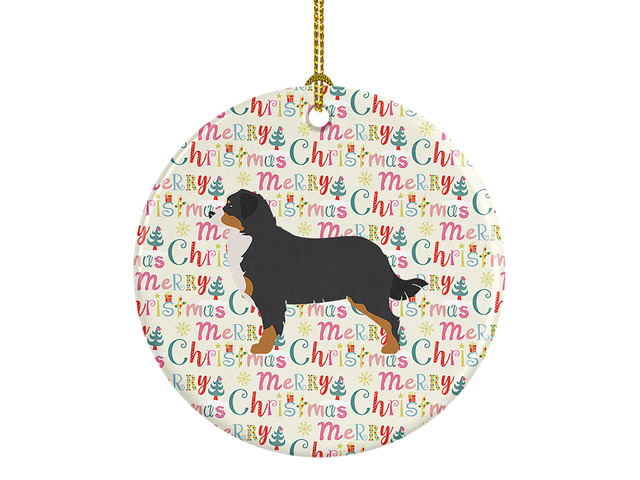 Bernese Mountain Dog Merry Christmas Ceramic Ornament Christmas Tree Hanging Decorations for Home Christmas Holiday, Party, Gift, 3 in, Multicolor