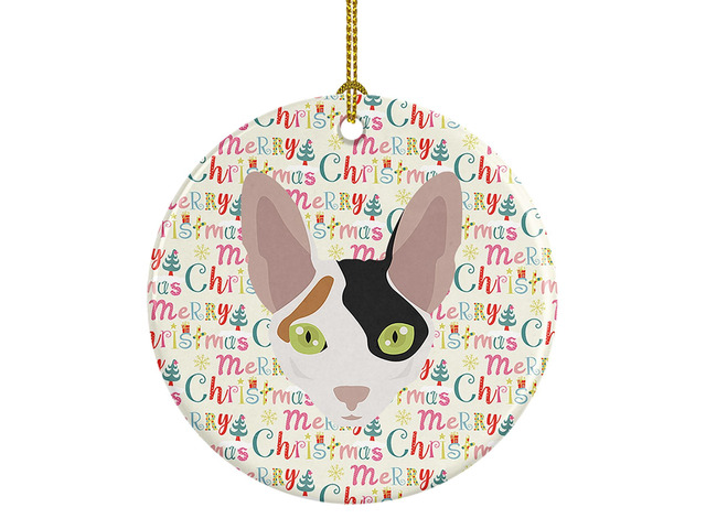 Cornish Rex Cat Christmas Ceramic Ornament Christmas Tree Hanging Decorations for Home Christmas Holiday, Party, Gift, 3 in, Multicolor